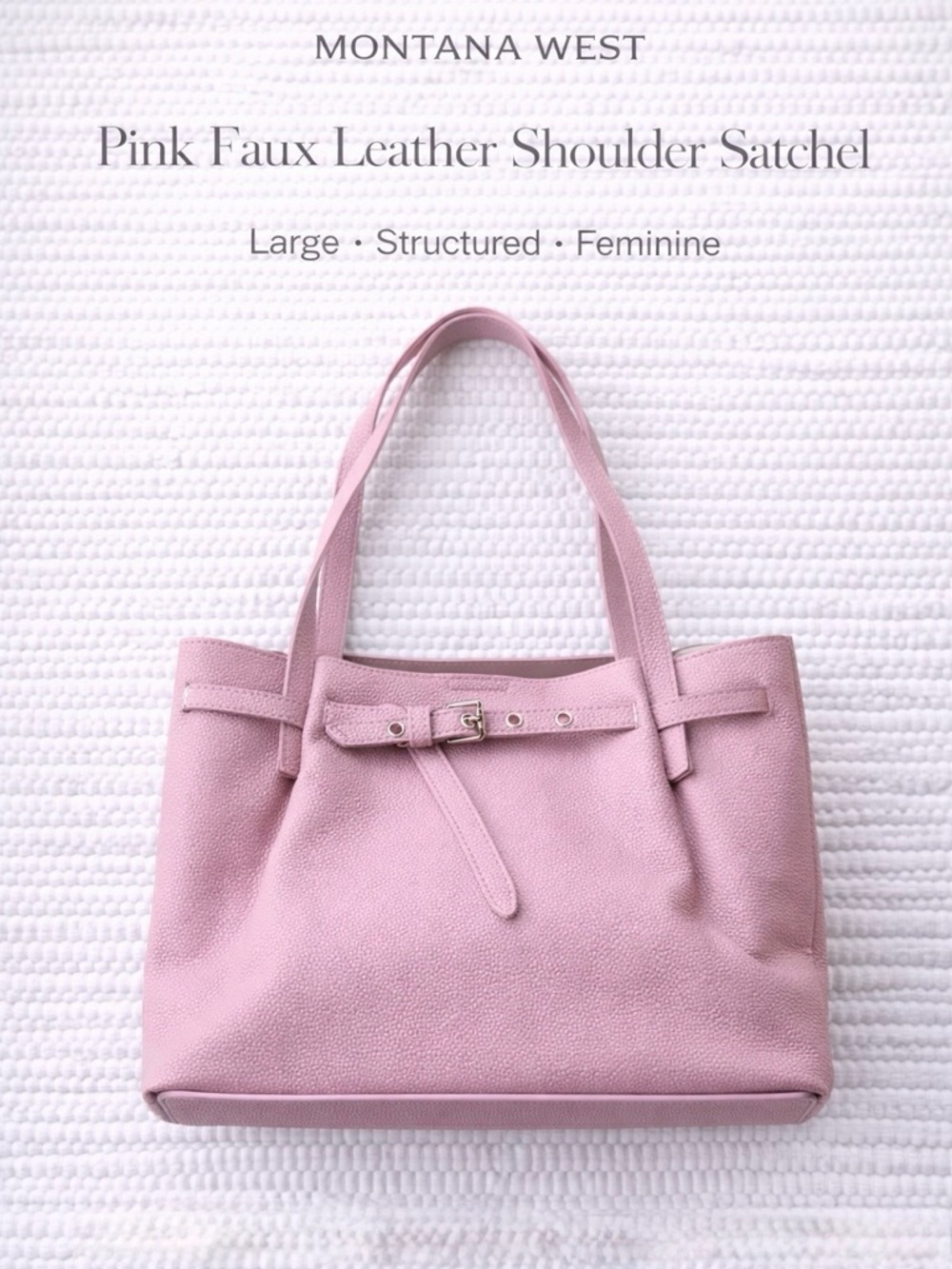 Montana West Blush Pink Faux Leather Satchel